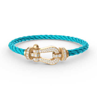 [Baslove]FORCE GROSSES HUFEISENARMBAND MIT VOLLEN DIAMANTEN GOLD