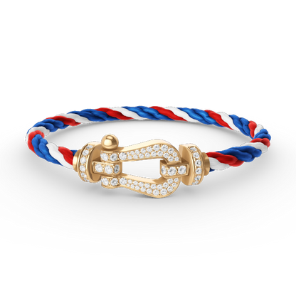 [Baslove]FORCE GROSSES HUFEISENARMBAND MIT VOLLEN DIAMANTEN GOLD