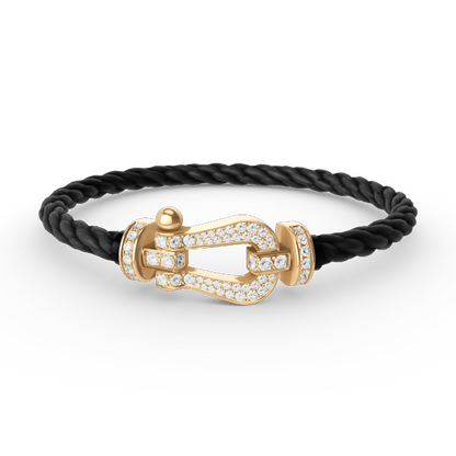 [Baslove]FORCE GROSSES HUFEISENARMBAND MIT VOLLEN DIAMANTEN GOLD