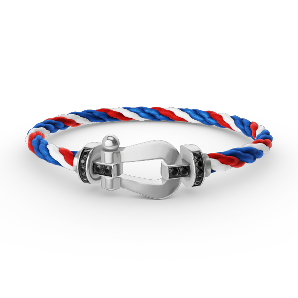 [Baslove]FORCE GROSSES HUFEISENARMBAND MIT SCHWARZEN DIAMANTEN SILBER