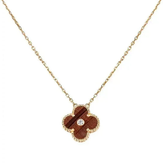 [Baslove]CLOVER 15MM DIAMANT UND GELBE TIGERAUGE ACHAT Halskette