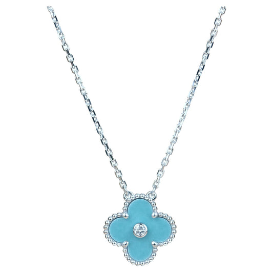 [Baslove]CLOVER 15MM DIAMANT SVRES PORZELLAN HALSKETTE SILBER