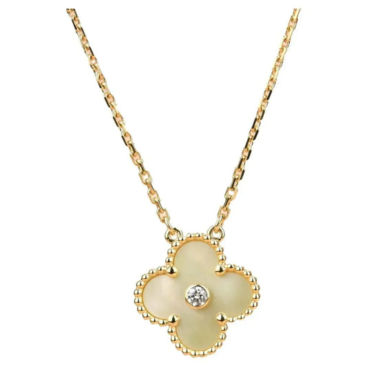 [Baslove]CLOVER 15MM DIAMANT GOLD PERLMUTT HALSKETTE
