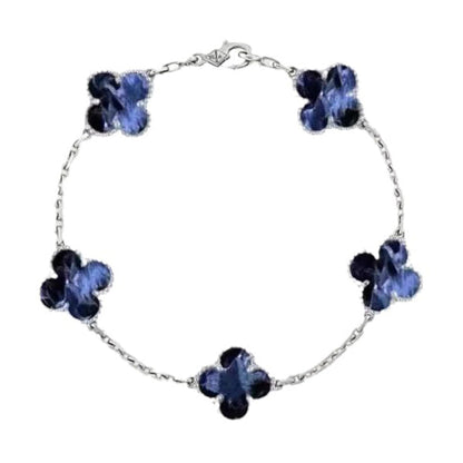 [Violet JW]CLOVER 5 MOTIF PIETERSITE SILVER BRACELET