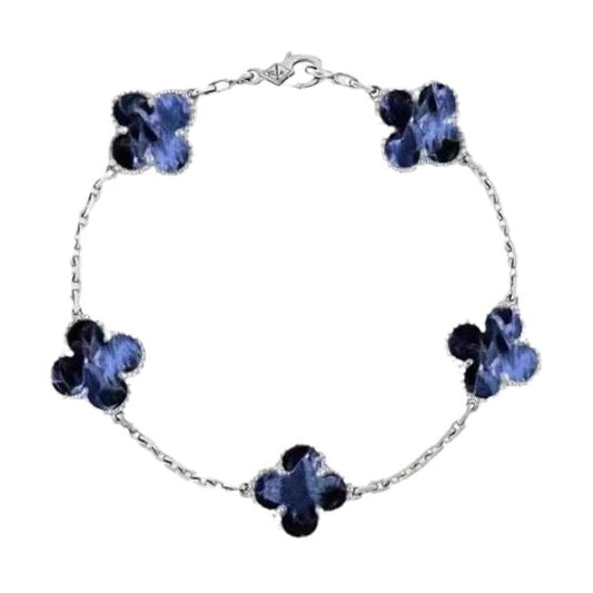 [Violet JW]CLOVER 5 MOTIF PIETERSITE SILVER BRACELET
