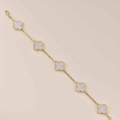 [Baslove]Armband mit Kleeblatt-Motiv, 5 Motive, Weiß 