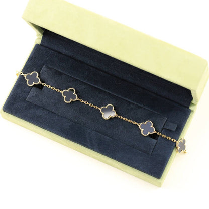 [Violet JW]CLOVER  5 MOTIFS BLACK ONYX BRACELET
