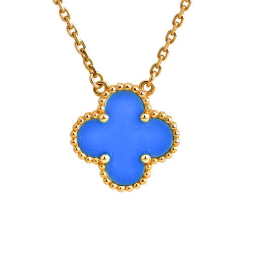[Baslove]CLOVER 15MM BLAU ACHAT HALSKETTE