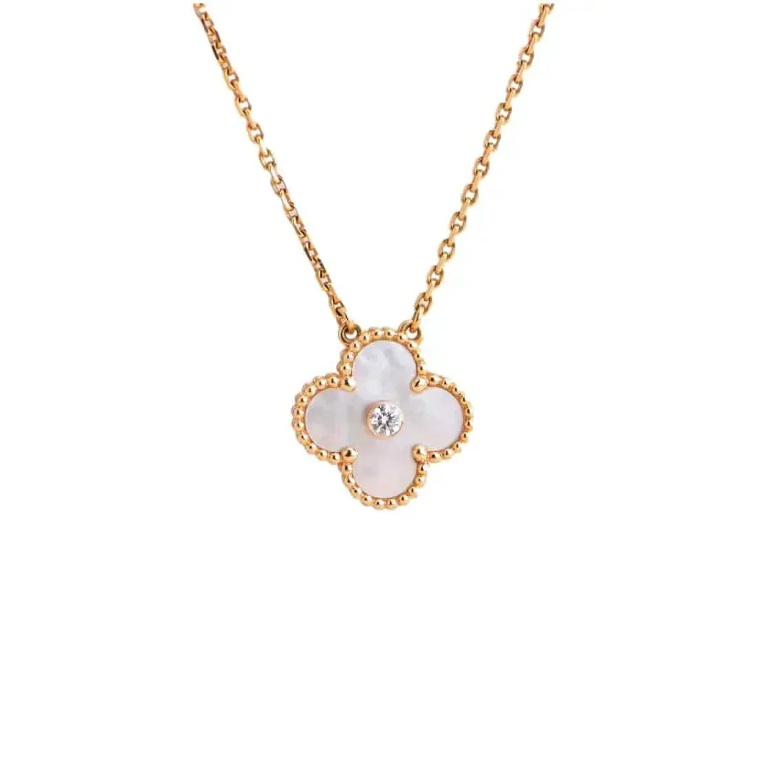 [Baslove]CLOVER 15MM DIAMANT WEISS FRITILLARIA HALSKETTE