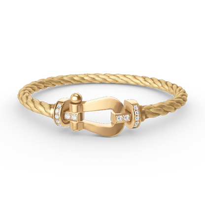 [Baslove]FORCE GROSSES HUFEISEN-HALBDIAMANTARMBAND GOLD