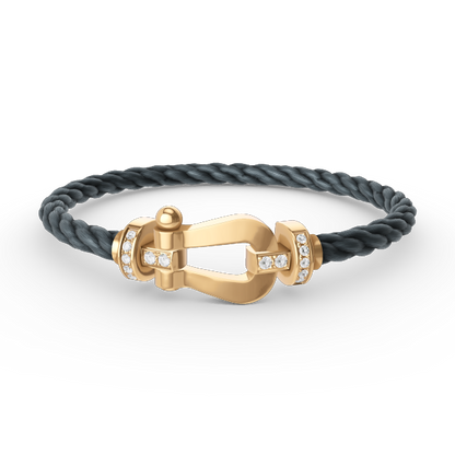 [Baslove]FORCE GROSSES HUFEISEN-HALBDIAMANTARMBAND GOLD