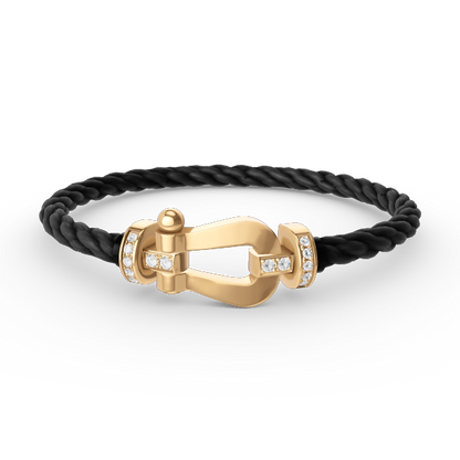 [Baslove]FORCE GROSSES HUFEISEN-HALBDIAMANTARMBAND GOLD