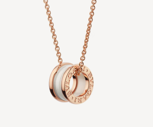 [Baslove]ZERO 1 WEISSE KERAMIK ROSA GOLD HALSKETTE