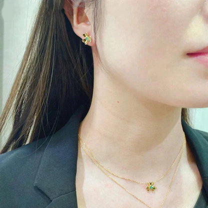 [Violet JW]FRIVOLE  FLOWER MALACHITE EARRINGS