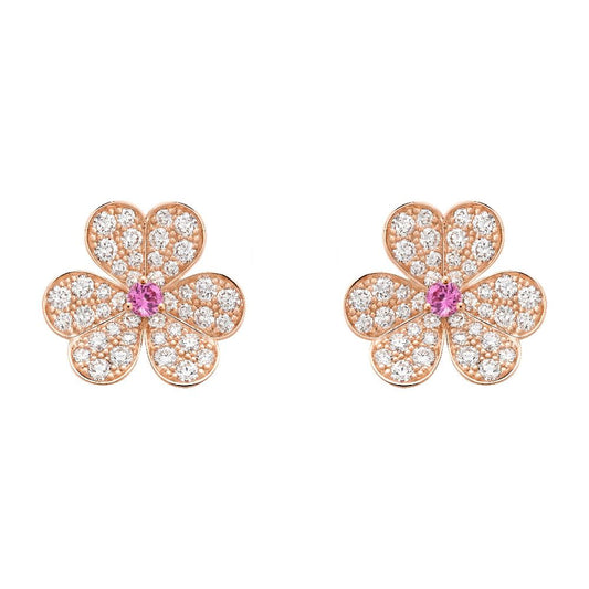 [Baslove]FRIVOLE ROSGOLD-OHRRINGE MIT DIAMANTEN UND BLUMEN