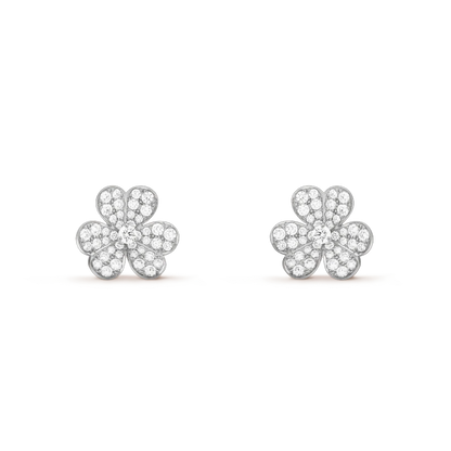 [Violet JW]FRIVOLE SILVER FLOWER DIAMOND EARRINGS
