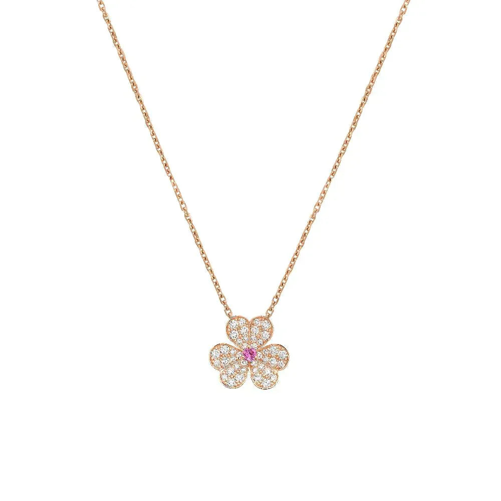 [Baslove]FRIVOLE ROSÉGOLD HALSKETTE MIT BLUMENDIAMANTEN