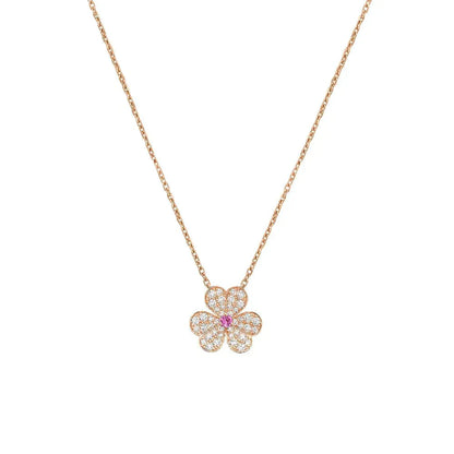 [Baslove]FRIVOLE ROSÉGOLD HALSKETTE MIT BLUMENDIAMANTEN