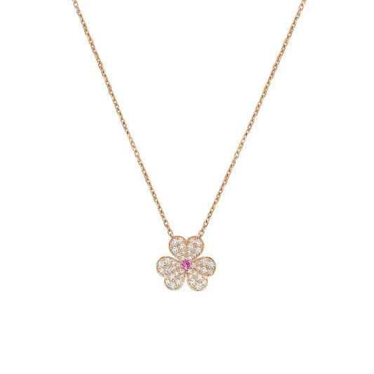 [Baslove]FRIVOLE ROSÉGOLD HALSKETTE MIT BLUMENDIAMANTEN