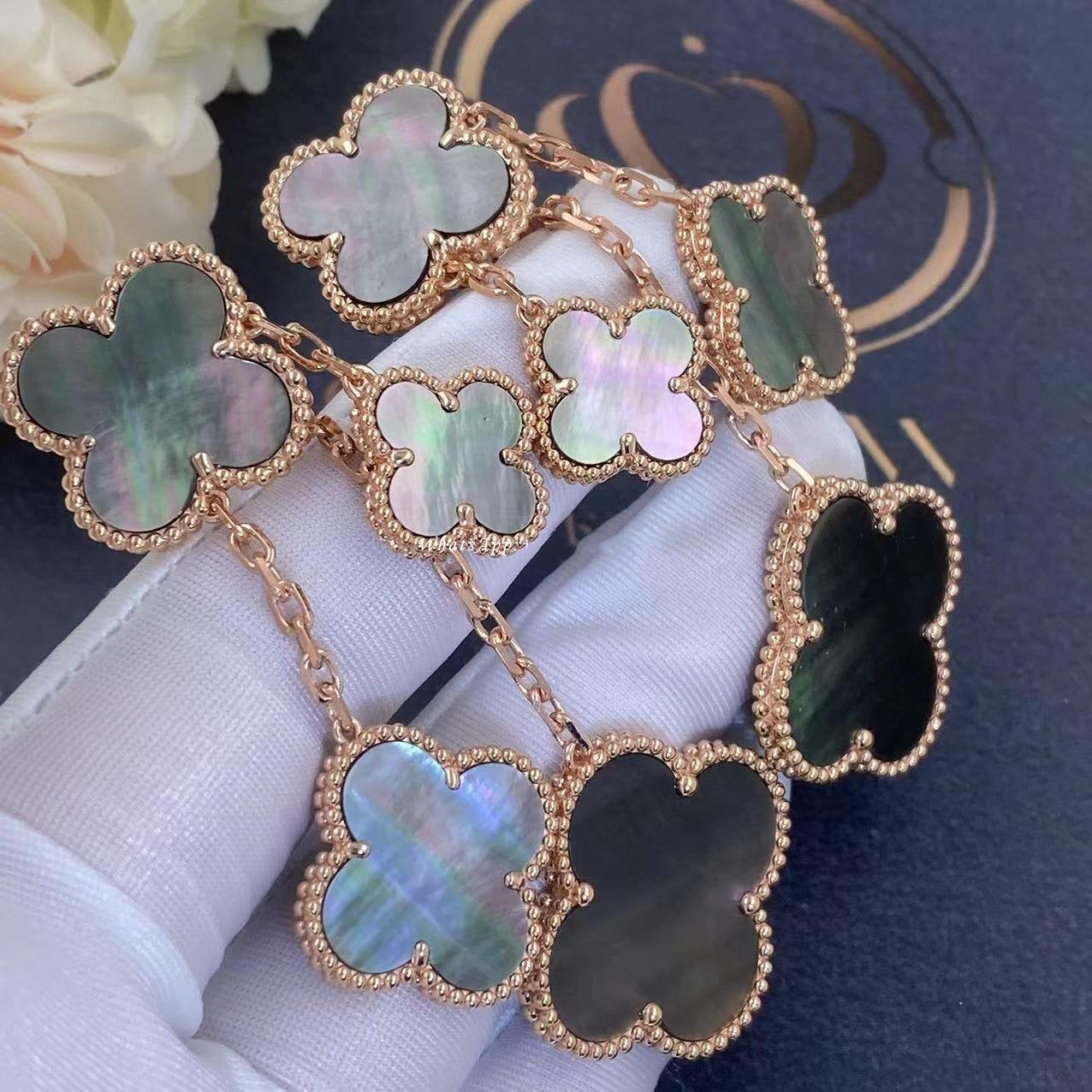 [Violet JW]CLOVER EARRINGS DARK MOP 4 MOTIFS ROSE GOLD