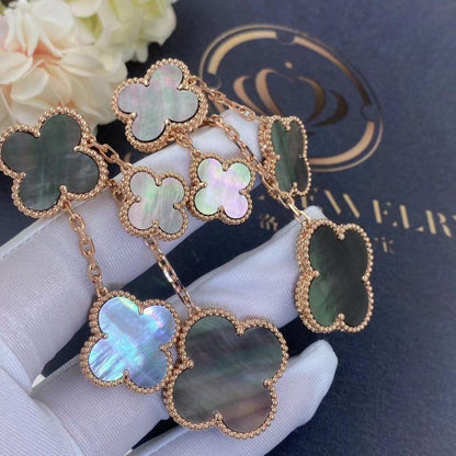 [Violet JW]CLOVER EARRINGS DARK MOP 4 MOTIFS ROSE GOLD