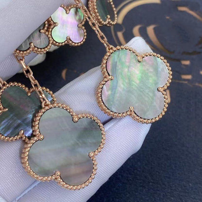 [Violet JW]CLOVER EARRINGS DARK MOP 4 MOTIFS ROSE GOLD