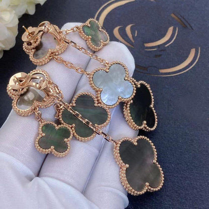 [Violet JW]CLOVER EARRINGS DARK MOP 4 MOTIFS ROSE GOLD