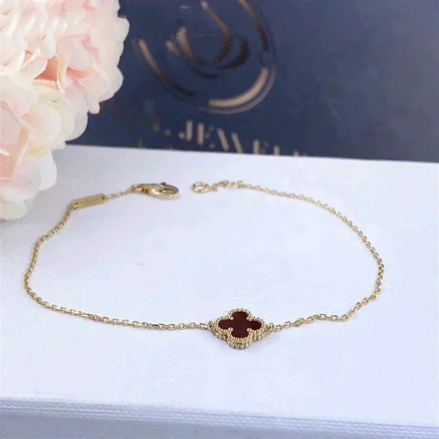[Baslove] KLEEBLATT KARNEOL EINZELNE BLUME ARMBAND