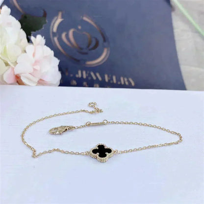 [Baslove] KLEEBLATT ONYX EINZELNE BLUME ARMBAND