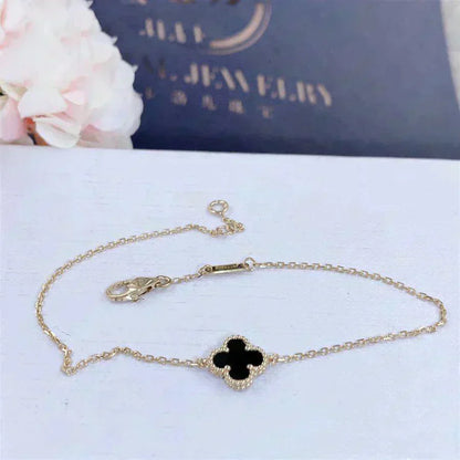 [Baslove] KLEEBLATT ONYX EINZELNE BLUME ARMBAND
