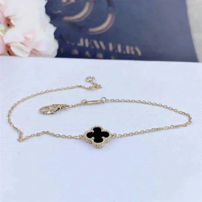 [Baslove] KLEEBLATT ONYX EINZELNE BLUME ARMBAND