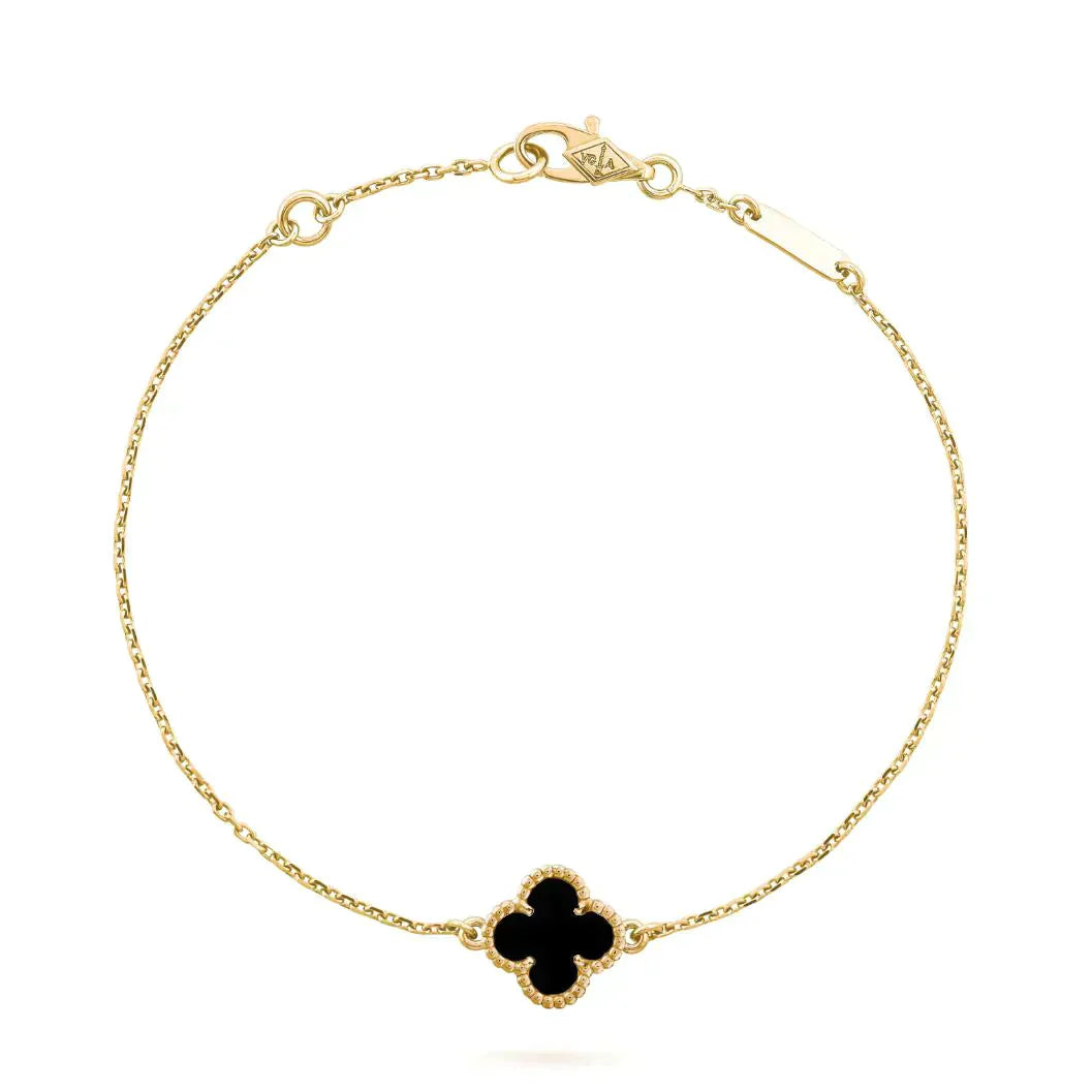 [Baslove] KLEEBLATT ONYX EINZELNE BLUME ARMBAND