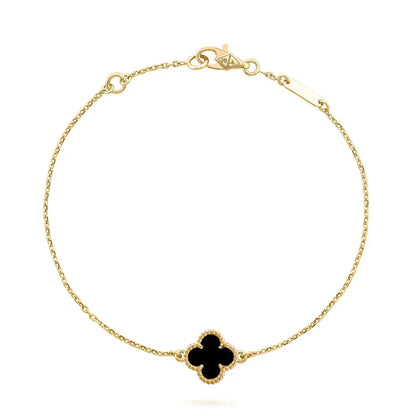 [Baslove] KLEEBLATT ONYX EINZELNE BLUME ARMBAND