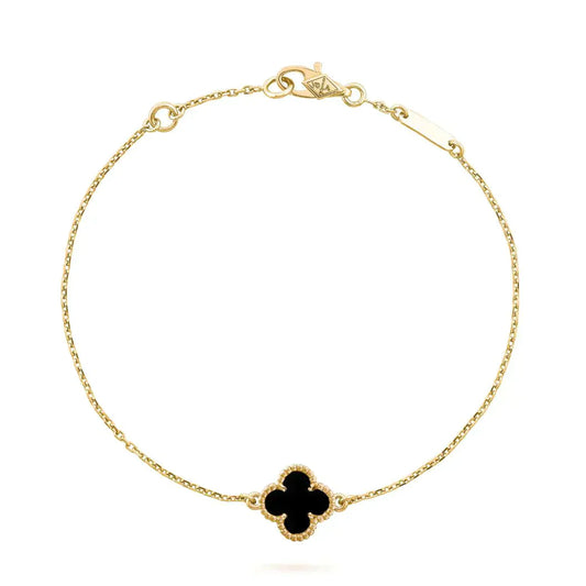[Baslove] KLEEBLATT ONYX EINZELNE BLUME ARMBAND