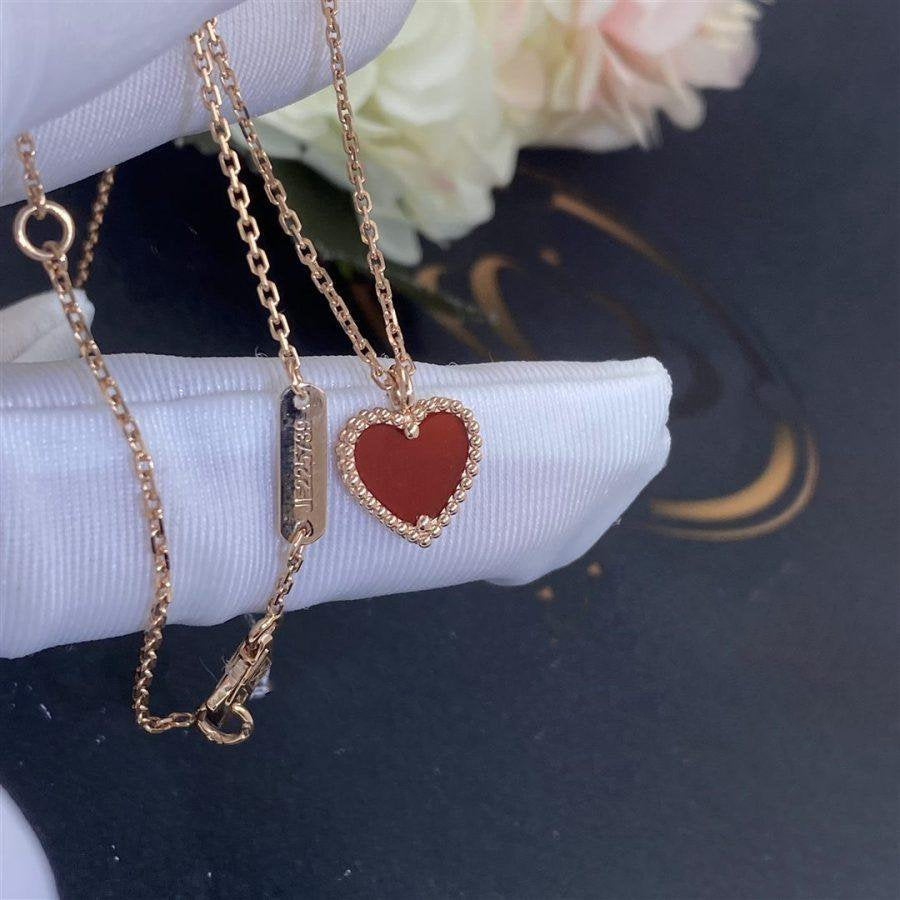 [Violet JW]SWEET CLOVER CARNELIAN HEART NECKLACE