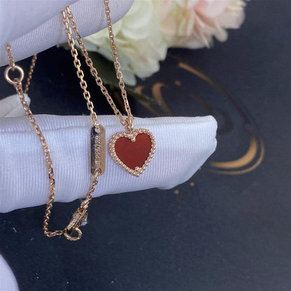 [Violet JW]SWEET CLOVER CARNELIAN HEART NECKLACE