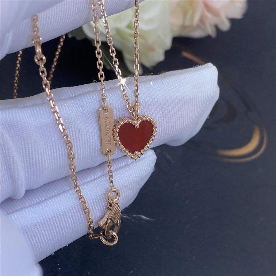 [Violet JW]SWEET CLOVER CARNELIAN HEART NECKLACE