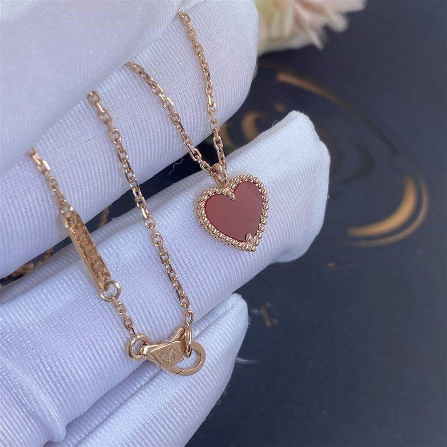 [Violet JW]SWEET CLOVER CARNELIAN HEART NECKLACE
