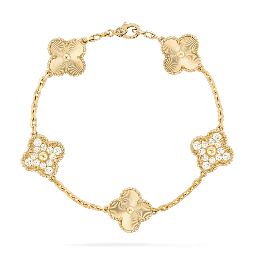 [Violet JW]CLOVER BRACELET 5 MOTIFS GOLD DIAMOND
