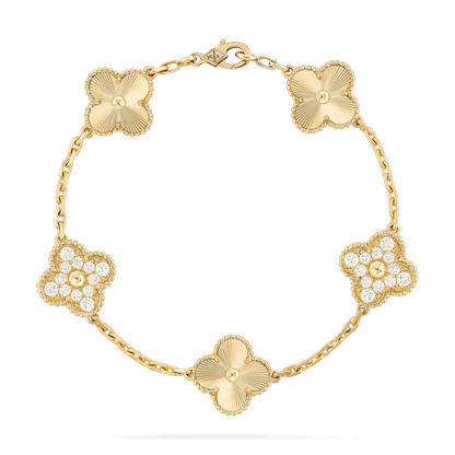 [Violet JW]CLOVER BRACELET 5 MOTIFS GOLD DIAMOND