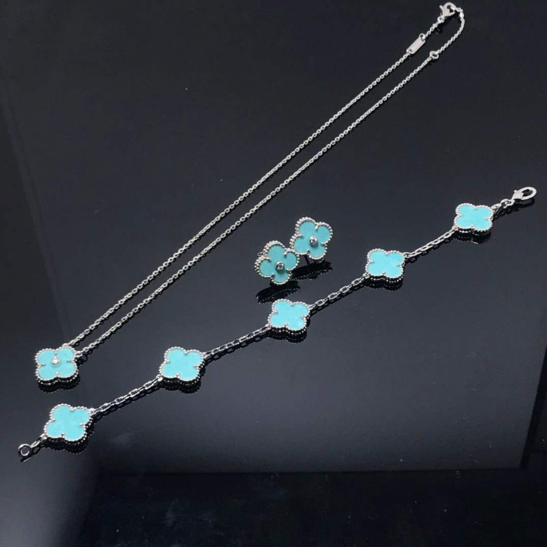 [Baslove]CLOVER 1 DIAMANT BLAUER HIMMEL SILBER OHRRINGE