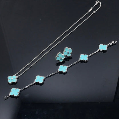 [Baslove]CLOVER 1 DIAMANT BLAUER HIMMEL SILBER OHRRINGE