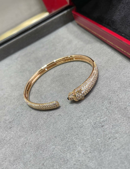 [Baslove] PANTHERE OFFENES ARMBAND MIT VOLLEN DIAMANTEN