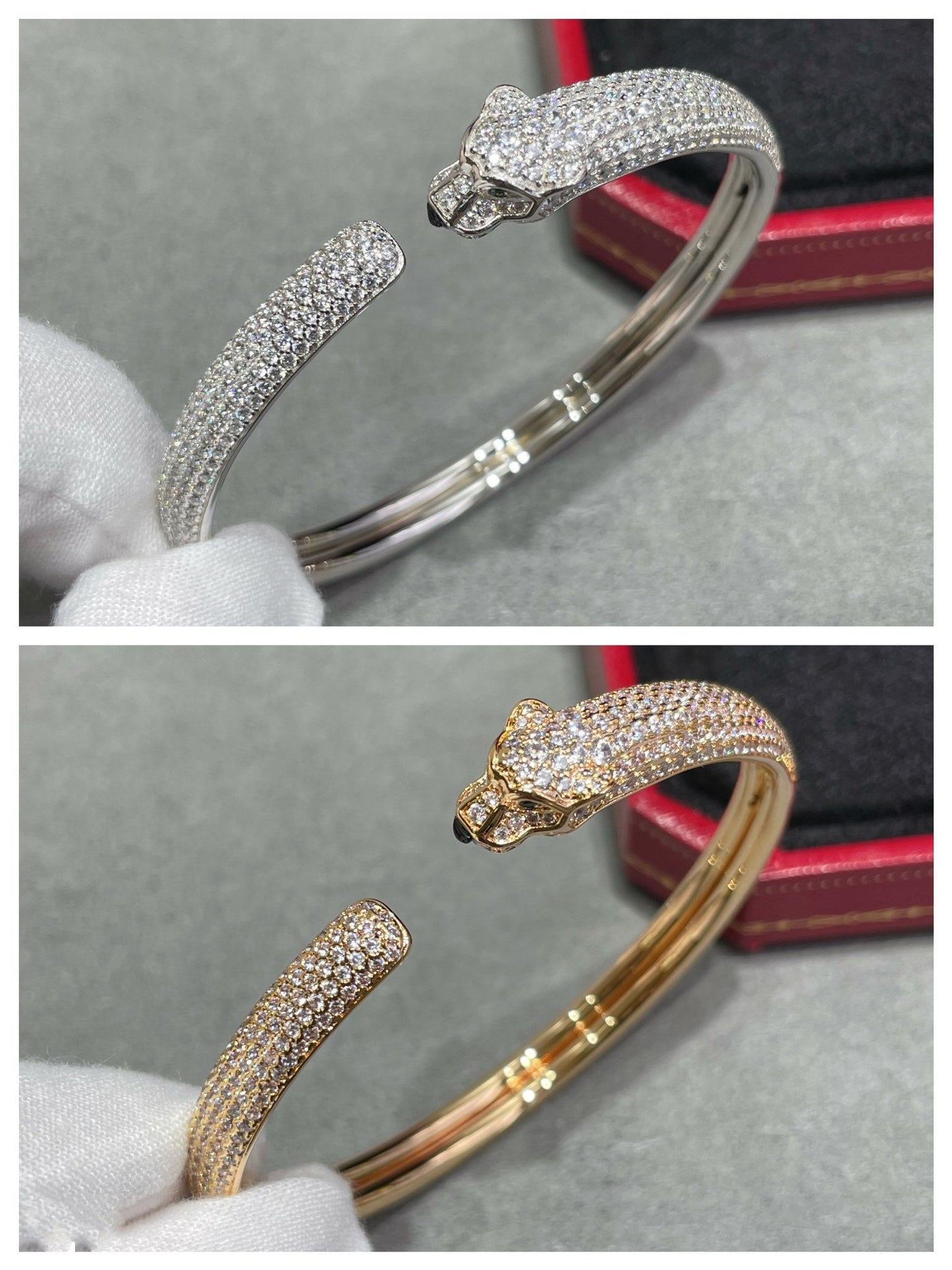 [Baslove] PANTHERE OFFENES ARMBAND MIT VOLLEN DIAMANTEN