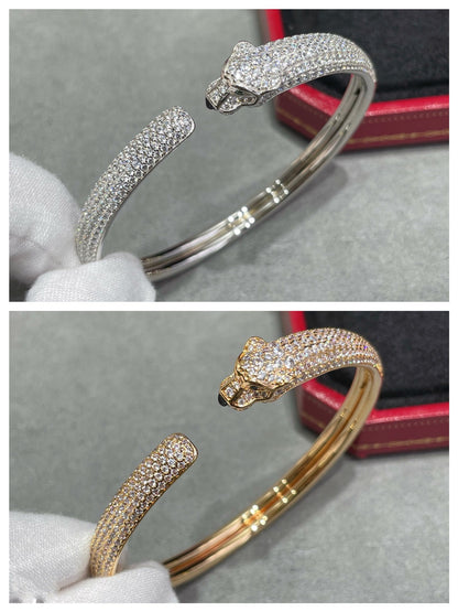 [Baslove] PANTHERE OFFENES ARMBAND MIT VOLLEN DIAMANTEN