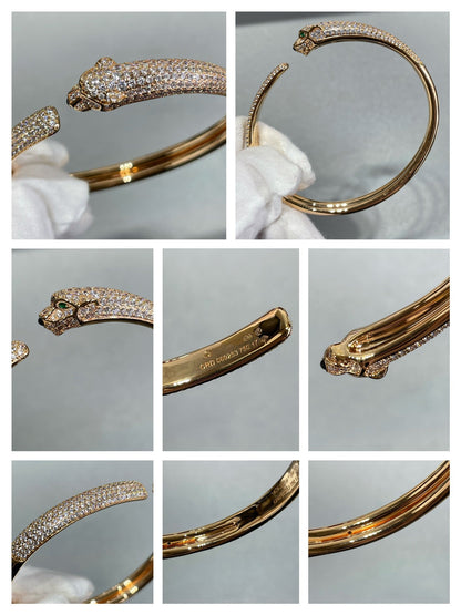 [Baslove] PANTHERE OFFENES ARMBAND MIT VOLLEN DIAMANTEN