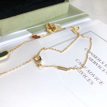 [Violet JW]LUCKY SPRING 4 MOTIFS ROSE GOLD NECKLACE