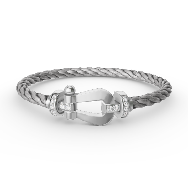 [Baslove]FORCE GROSSES HUFEISEN-HALBDIAMANTARMBAND SILBER