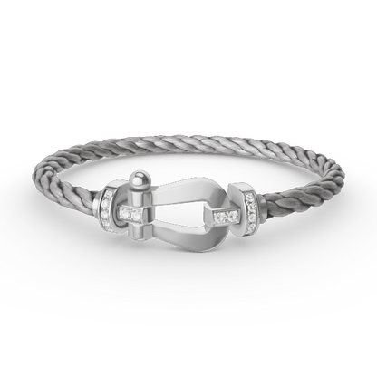 [Baslove]FORCE GROSSES HUFEISEN-HALBDIAMANTARMBAND SILBER