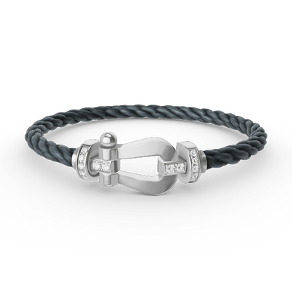 [Baslove]FORCE GROSSES HUFEISEN-HALBDIAMANTARMBAND SILBER